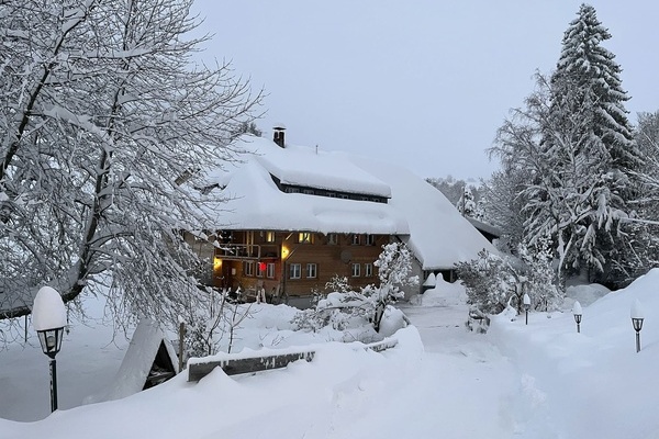 Haus am Bach - tief verschneit